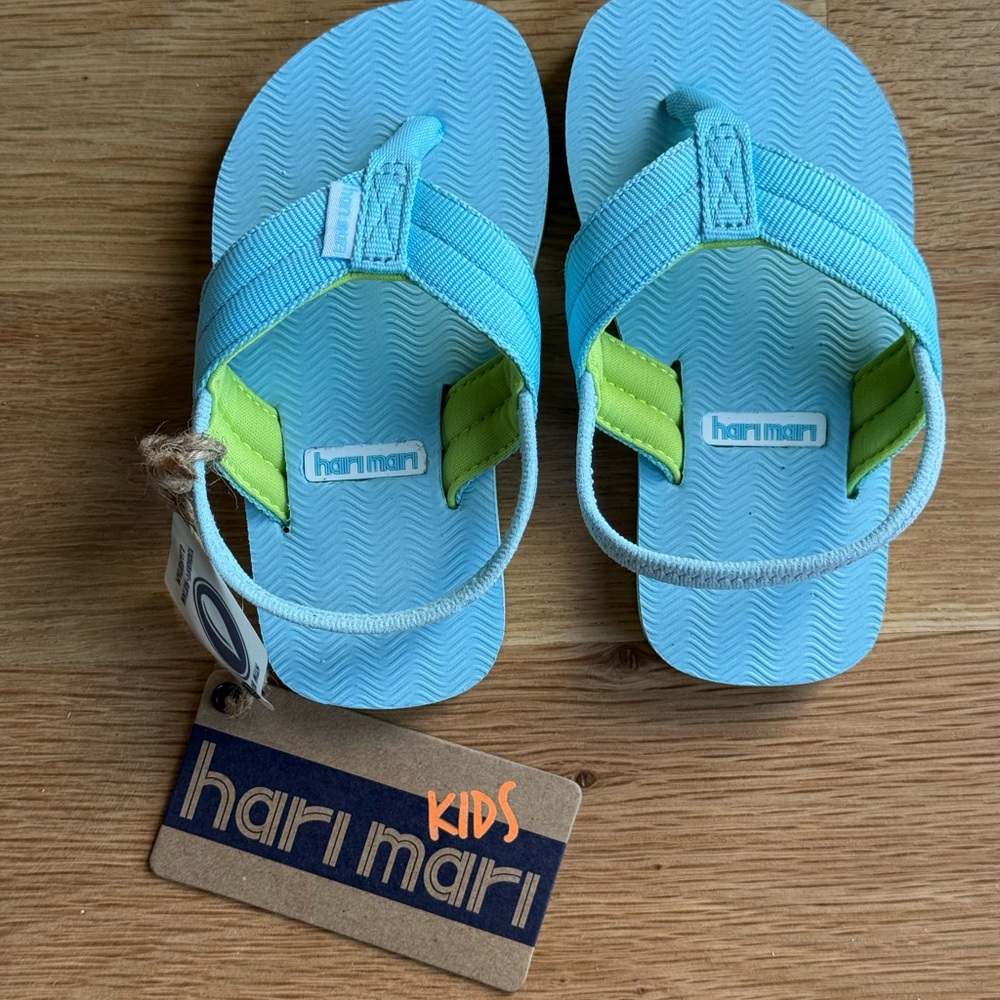 Hari Mari Kids Aqua and Lime Flip Flops
